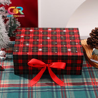 Boîte cadeau de Noël pliable en carton rigide, matériaux recyclés, emballage de luxe pour cosmétiques et parfums, fermeture magnétique, boîte rouge