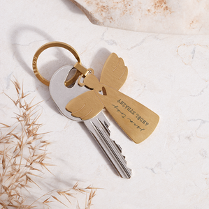 Móc khóa khắc chữ tùy chỉnh Jietao, mặt hình trái tim rỗng, mặt dây chuyền thiên thần, chất liệu thép không gỉ mờ, chống xỉn màu - Product Image 3