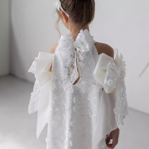 Chic manga corta <span class=keywords><strong>niñas</strong></span> traje blanco elegante bebé niña <span class=keywords><strong>vestidos</strong></span> partido bebé ropa niña estilo niños ropa - Product Image 5
