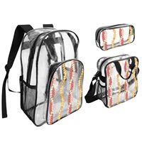 Sac à dos transparent en PVC personnalisé Maile et Mokihana Lei, sac à déjeuner, trousse à crayons, ensemble trois pièces, impression à la demande, pique-nique en plein air