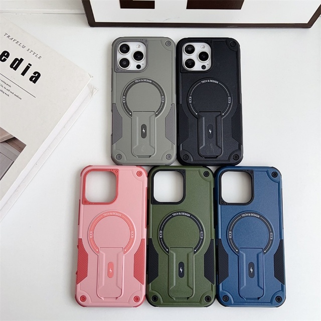 New Multifunctional armor Magnetic Suction Phone case for iPhone 11 12 13 14 15 16 Pro Max Invisible Holder Phone Accessories