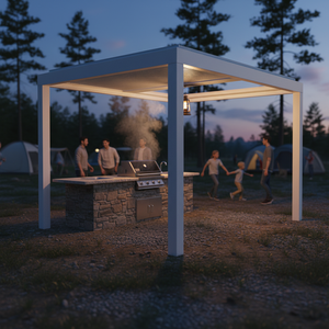 Pergola in Alluminio Sweet Home con Tetto a Lamelle, Illuminazione LED, Tenda Parasole Motorizzata - Impermeabile, Antivento, Ecologica per <span class=keywords><strong>Giardino</strong></span> - Product Image 2