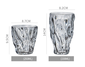 Caneca de vidro criativa ondulação cristal transparente para água, leite, chá, vinho, café e gelo, borda dourada, design elegante ondulação - Product Image 6