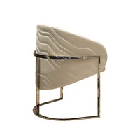 Chaise de salle à manger moderne en cuir microfibre beige avec base en acier inoxydable, chaise de salle à manger écologique pour salon