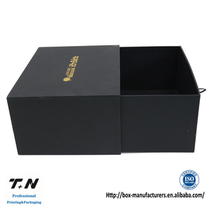Custom Luxury <b>Gift</b> <b>Box</b> with UV Coating Sponge Lining Gold Foil Logo <b>Black</b> Slide Open Drawer Match - Product Image 3