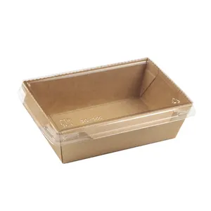 Customized disposable salad carton packaging food grade kraft paper box Brown paper container cake fruit packaging box