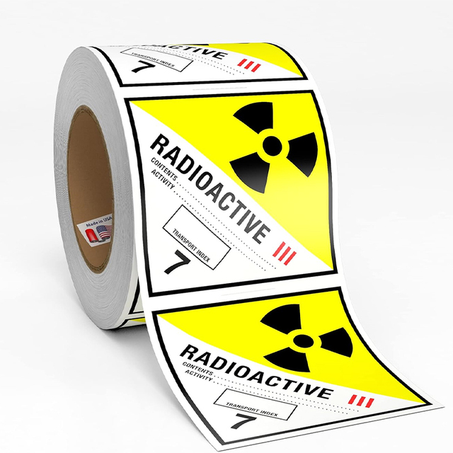 Custom Nuclear Radiation Hazard Label Suffocation Radioactive Iii Hazmat High Voltage Safety Warning Sign Label Sticker
