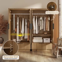 Armoire autoportante moderne et minimaliste à panneaux cannelés avec deux grandes portes en MDF pour chambre, villa, salon - MOQ 100