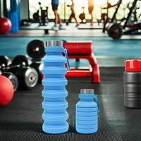 Bouteille d'eau pliable en silicone portable sans BPA de 550ml pour salle de sport, camping, randonnée et réutilisable pour la rentrée des enfants