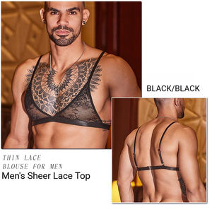 Ensemble de lingerie sexy ultra-fin et respirant pour hommes, soutien-gorge en dentelle taille basse et culotte string, idéal pour les soirées en boîte de nuit, confortable, pour l'érotisme transgenre, fournisseur de produits chauds - Product Image 4