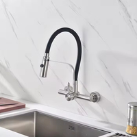 Nouvelle conception de robinet de lavabo télescopique rotatif en acier inoxydable. Tuyau en silicone de qualité alimentaire pour robinet à pression. Lancement de produit.