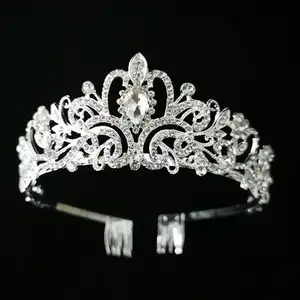 Coroa para cabelo royal da coroa de noiva, tiara banhada a ouro, zircônia, coroa para meninas, 2022