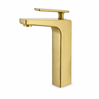 Robinet de lavabo luxueux en or brossé, robinet mélangeur monotrou pour lavabo, adapté aux hôtels et aux salles de bain à domicile