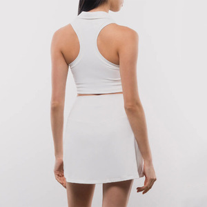 Jupe de <span class=keywords><strong>tennis</strong></span> taille haute pour femmes avec logo personnalisé <span class=keywords><strong>Short</strong></span> respirant en nylon souple extensible avec poches latérales pour joueuses de <span class=keywords><strong>tennis</strong></span> - Product Image 4