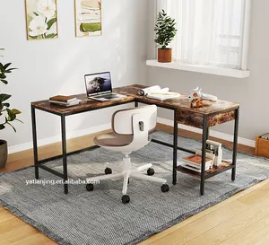 L-förmiger Computertisch Industrie-Stil Holz-Büro-Ecktisch Lern-PC-Tisch Bürotisch