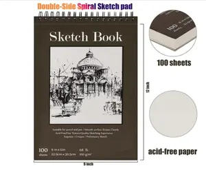 Black top spiral binding watercolor paper drawing 9*12 inch sketch pad sketch book for kids