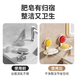 Suction Cup Wall Mount Soap Dish Oval Plastic Drainage Bathroom Rack Cartoon Pattern - Product Image 3