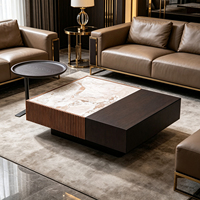 Table basse carrée de luxe italienne avec matériau en bois écologique, design minimaliste pour le salon, décoration de meubles de maison