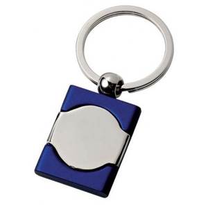 Porte-clés Baron en métal chromé bleu avec insert argenté pour clés et accessoires - Product Image 1