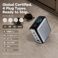 Chargeur GaN3 Durable 148W PD3.1, Multi-Ports avec Écran Intelligent USB-C PD, Conception Portable, Commandes en Gros Bienvenues