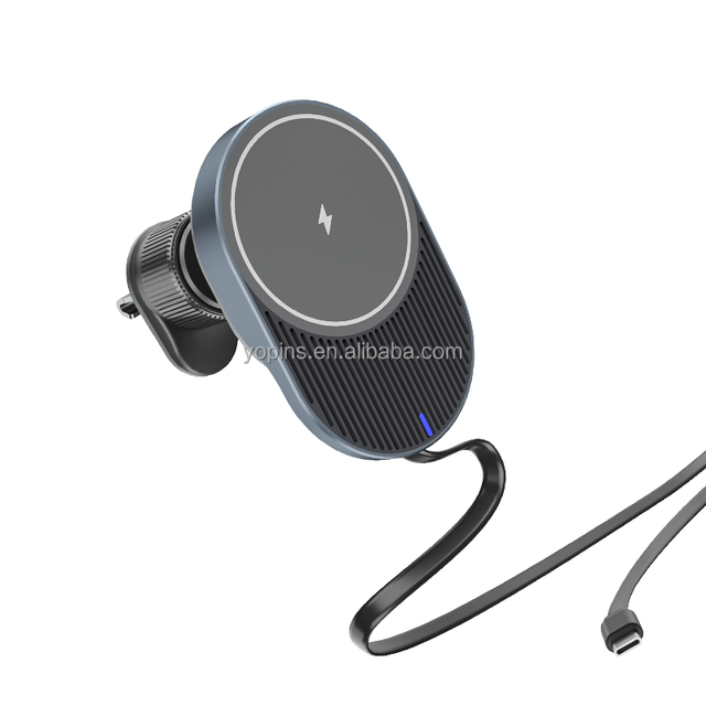 Car bluetooth Magnetic Wireless Charger with Retractable for Smartphone 15W for qi with Retractable Cable Charging Adapter