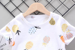 Vêtements pour bébé garçon à bas prix, ensemble de vêtements à manches courtes, imprimé ananas blanc, mode - Product Image 2