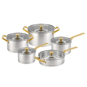 Batterie de cuisine 10 pièces en acier inoxydable, compatible <span class=keywords><strong>induction</strong></span>, avec couvercles en verre, fond brasé, casseroles légères – Approvisionnement direct usine - Product Image 2