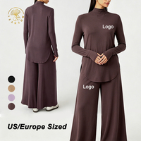 Survêtement islamique pour femme, personnalisable en usine, avec pantalon long à taille ajustable et haut à col mi-haut, séchage rapide, pour le sport