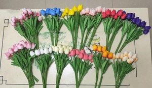 Một Giá Rẻ Trang Trí Nội Thất Giả PU Màu Xanh Đào Hoa Tulip Nhân Tạo Bất Cảm Ứng Hoa Trắng Nhân Tạo Tulip Hoa Cho Đám Cưới Trang Trí - Product Image 6