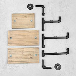 מדפים כפריים צפים קיר רכוב מדפים צינורות ברזל תעשייתיים עם מדפים מחסן ספרים מדפים - Product Image 5