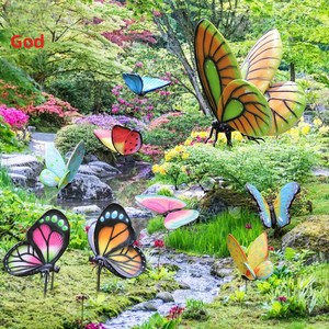 Sculpture de papillon géant simulé pour jardin extérieur, entièrement faite à la main en fibre de verre, style minimaliste moderne pour parcs - Product Image 3