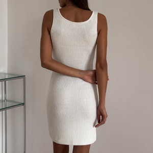 Conjunto de Vestido de Punto para Mujer con Vestido Mini Acanalado sin Mangas y Chaqueta Larga Tipo Cárdigan, Atuendo Casual Primavera Verano 2026 - Product Image 2