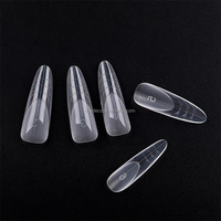 Formes Françaises Doubles Intérieures – Capsules d'Ongles Longues Ovales pour Extension d'Ongles Artificiels, Designs de Salon avec Lignes Guidées, Capsules en Gel Souple