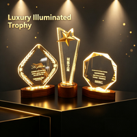 Nouveaux Produits 2026 – Trophée en Cristal Personnalisable DIY avec Base LED – Souvenir et Récompense en Cristal