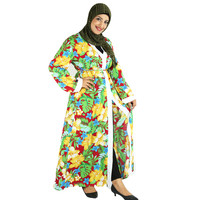 Vente en gros de cardigan à fleurs pour femmes musulmanes robe vêtements islamiques abaya à imprimé floral pour femmes robe musulmane YM116
