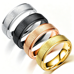 <span class=keywords><strong>Bague</strong></span> en acier inoxydable plaqué or 18 carats pour femme, finition mate, bande unie, bijoux <span class=keywords><strong>de</strong></span> couple empilables anti-ternissement, vente en gros - Product Image 1