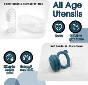 Ensemble repas en silicone sans BPA pour bébés de 0 à 12 mois – Design mignon, bol à ventouse et tasse à bec verseur avec assiettes compartimentées pour tout-petits - Product Image 4