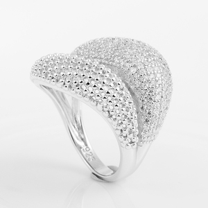 Anillos de Boda de Plata de Ley 925 con Circonitas Redondas y Baño de Rodio para Mujer, con Engaste Pavé, Venta al por Mayor de Fábrica, para Fiestas y Aniversarios - Product Image 5
