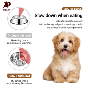 अनुकूलित लोगो टिकाऊ पुनः प्रयोज्य आधुनिक पालतू उत्पाद खाद्य जल फीडर कंटेनर स्टेनलेस स्टील कुत्ते धीमी फीडर कटोरे - Product Image 3