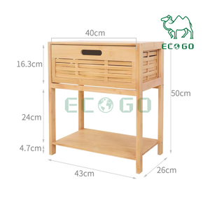 Home Large <b>Nightstand</b> With Big Drawer Tray Bamboo Beside Table Storage Natural Furniture Cabinet - Product Image 1