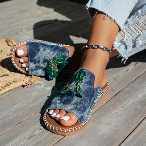 Collezione estiva 2025 taglie forti donna abbigliamento esterno 40-43 <span class=keywords><strong>sandali</strong></span> <span class=keywords><strong>con</strong></span> testa <span class=keywords><strong>corda</strong></span> di canapa antiscivolo maree per pantofole - Product Image 2