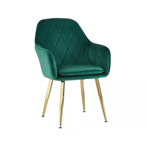 Chaise de salle à manger en tissu velours, nouveau style luxueux et matelassé, avec pieds en métal - Product Image 3