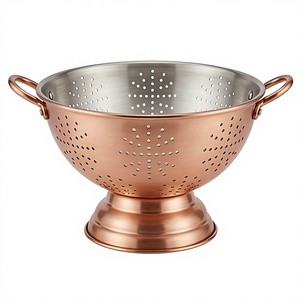 Elegant Enamel Copper Plated Metal <b>Colander</b> Customized Stainless Steel Strainer For Countertop Storage And Kitchen Use - Product Image 1