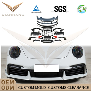 Ensemble de pare-chocs avant style 992 Turbo SD avec feux de jour DRL intégrés, fixation par boulons, boulons inclus pour 911 991.1 991.2 - Product Image 1