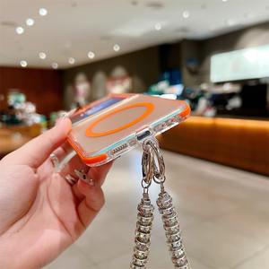 Funda de teléfono INS Fashion Laser para Magsafe, para <span class=keywords><strong>Samsung</strong></span> <span class=keywords><strong>Z</strong></span> <span class=keywords><strong>Flip</strong></span> 4 5 <span class=keywords><strong>Z</strong></span> <span class=keywords><strong>Flip</strong></span> 6 <span class=keywords><strong>5G</strong></span>, con correa para la muñeca, carga inalámbrica, cubierta trasera delgada - Product Image 4