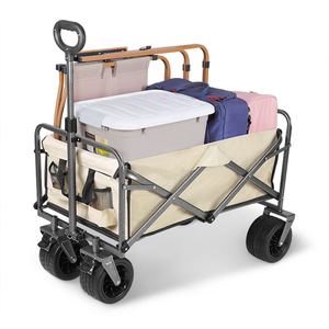 Carrello pieghevole per esterni carrello portatile pieghevole Utility con ruote grandi materiale Oxford 100x80x60cm per il campeggio - Product Image 4