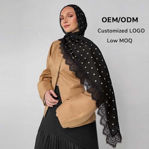 Nuovo Arrivo Sharut: Hijab <span class=keywords><strong>Elegante</strong></span> in Modal con Stampa a Pois e Pizzo, Morbido e Traspirante per Donne Musulmane - Product Image 1