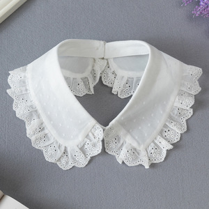Cuello falso de alta calidad, cuello de encaje blanco de algodón bordado de pie para camisa de mujer - Product Image 4