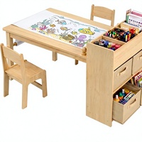 Table d'activités en bois pour enfants avec 2 chaises, étagères robustes, bac à papier et bacs amovibles pour les tout-petits