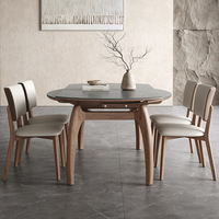 Chaise de table à manger ronde extensible pliable en bois massif avec dessus en marbre Design moderne pour petit appartement à double usage